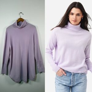 Soft by Naadam Lavender 100% Cashmere Turtle Neck Curved Hem Sweater New 2X